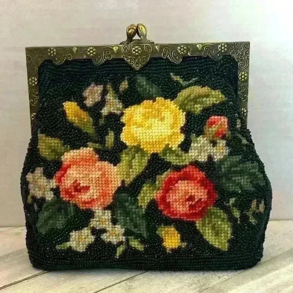 Handbags - Vintage style beaded and embroidered purse.